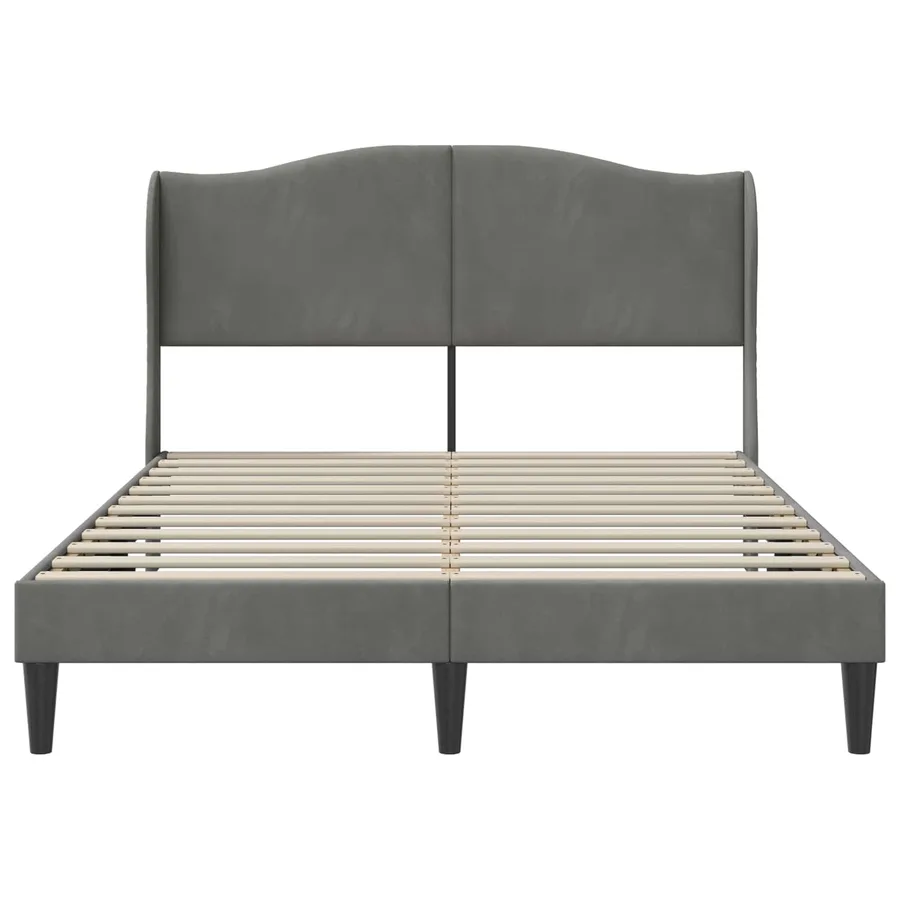 Cadre de lit avec tête de lit Gris foncé 120 x 190 cm Velours - 4