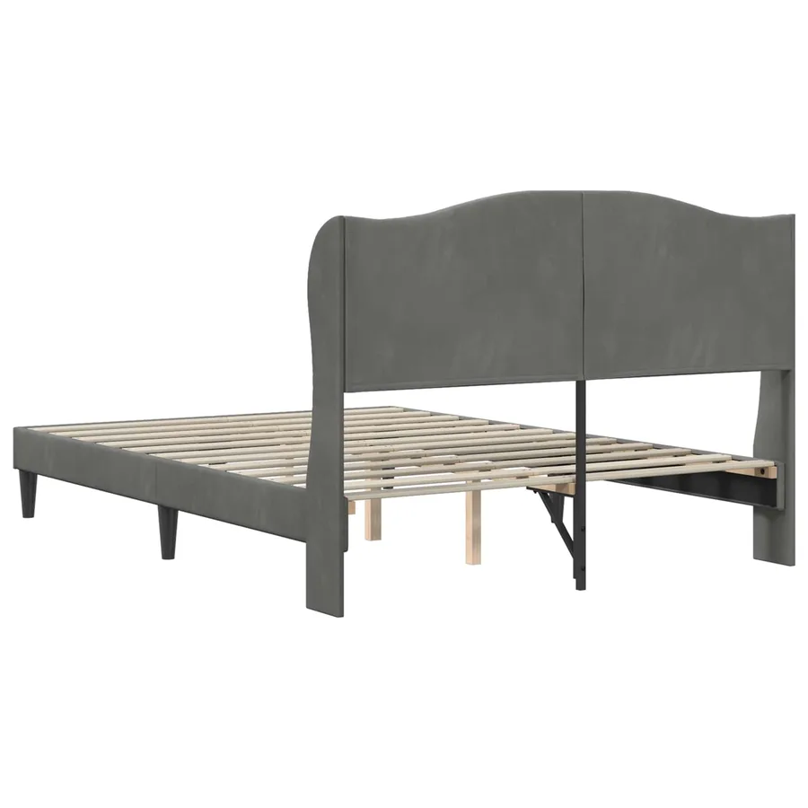 Cadre de lit avec tête de lit Gris foncé 120 x 190 cm Velours - 6