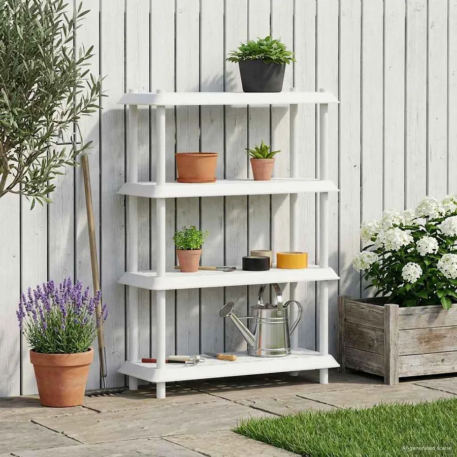 Unité de rangement 4 niveaux 100 x 40 x 136,5 cm PP Blanc