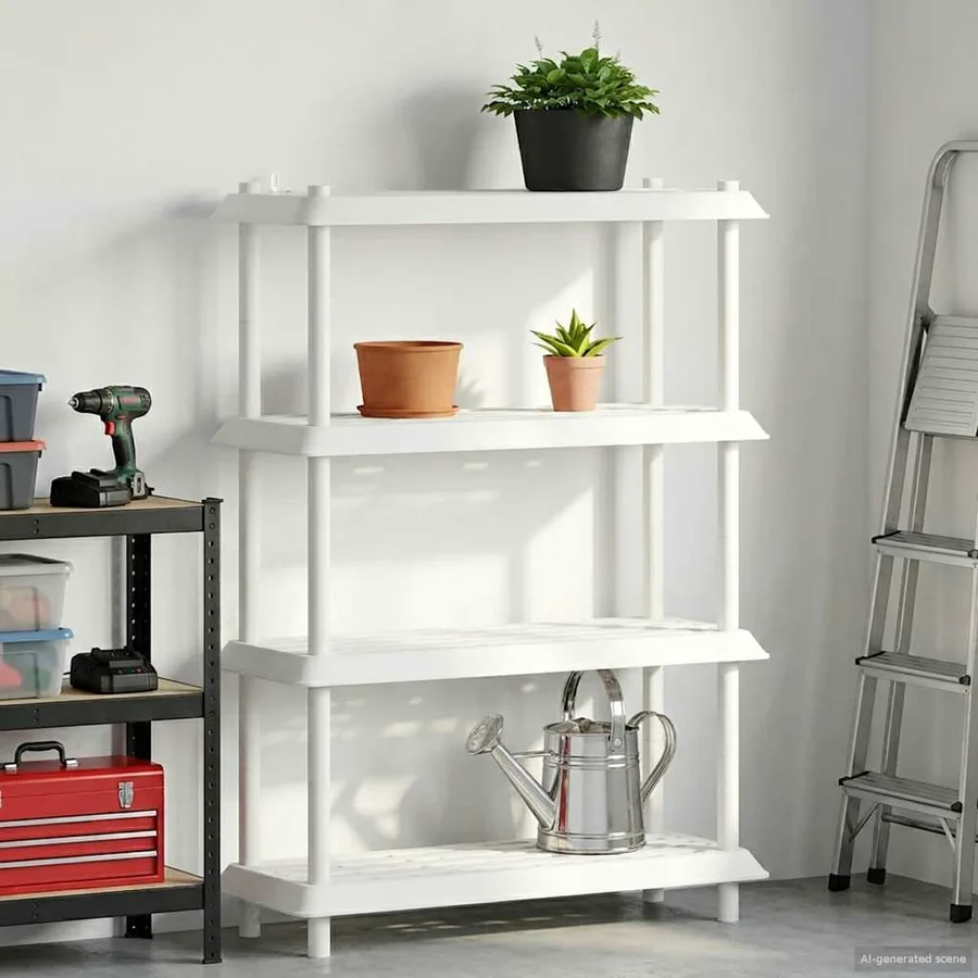 Unité de rangement 4 niveaux 100 x 40 x 136,5 cm PP Blanc - 4
