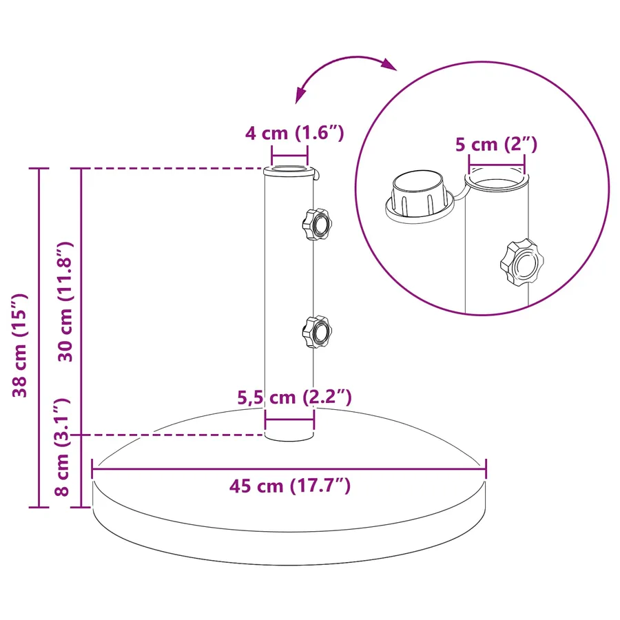 Base de parasol pour poteau de 40 à 50 mm 26.45 kg Gris - 8