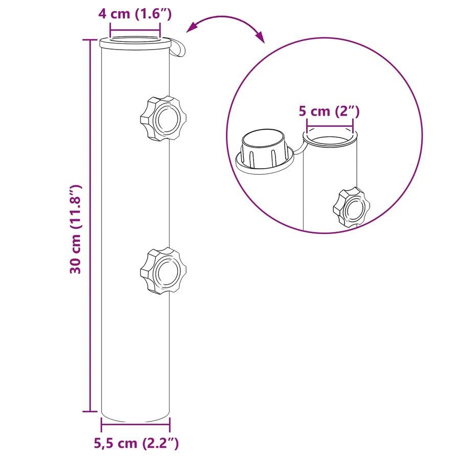 Tube de Base de Parasol 0.6 kg Noir Fer for 40-50 mm Pole - 6