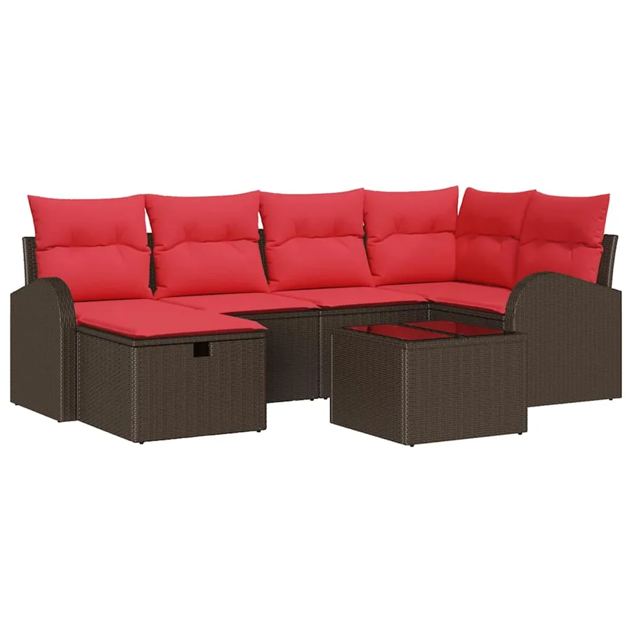 Ensemble de Canapés avec coussin Marron et rouge polyrotin - 2