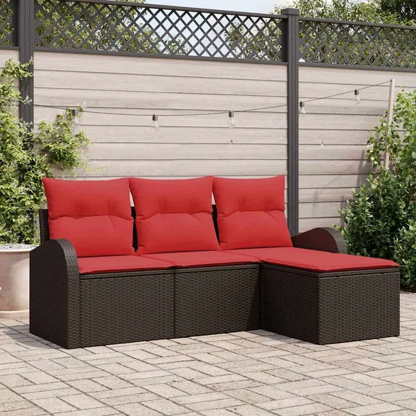 Ensemble de canapé de jardin Marron polyrotin