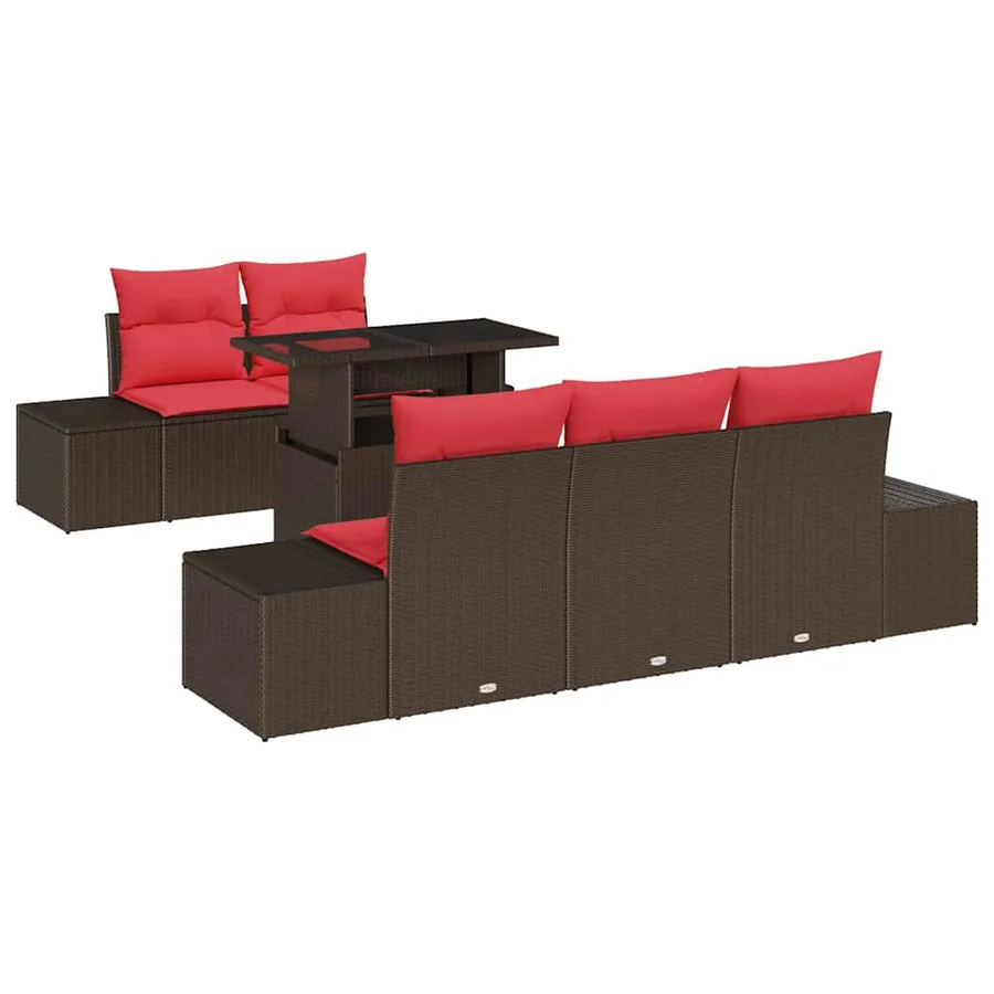 Ensemble de Canapés 6 pcs Marron et rouge polyrotin - 2