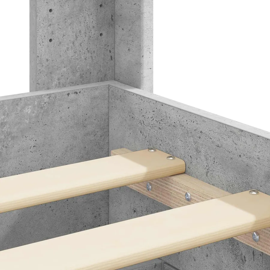 Cadre de lit avec rangement et tête de lit Gris béton - 10