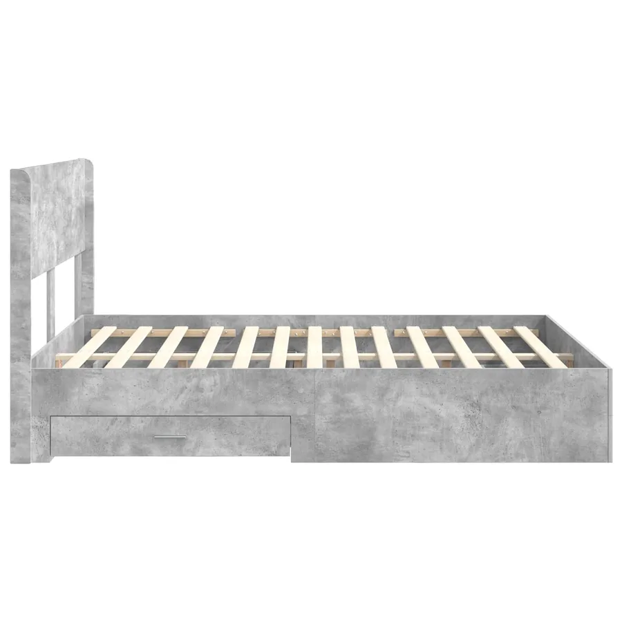 Cadre de lit avec rangement et tête de lit Gris béton - 7