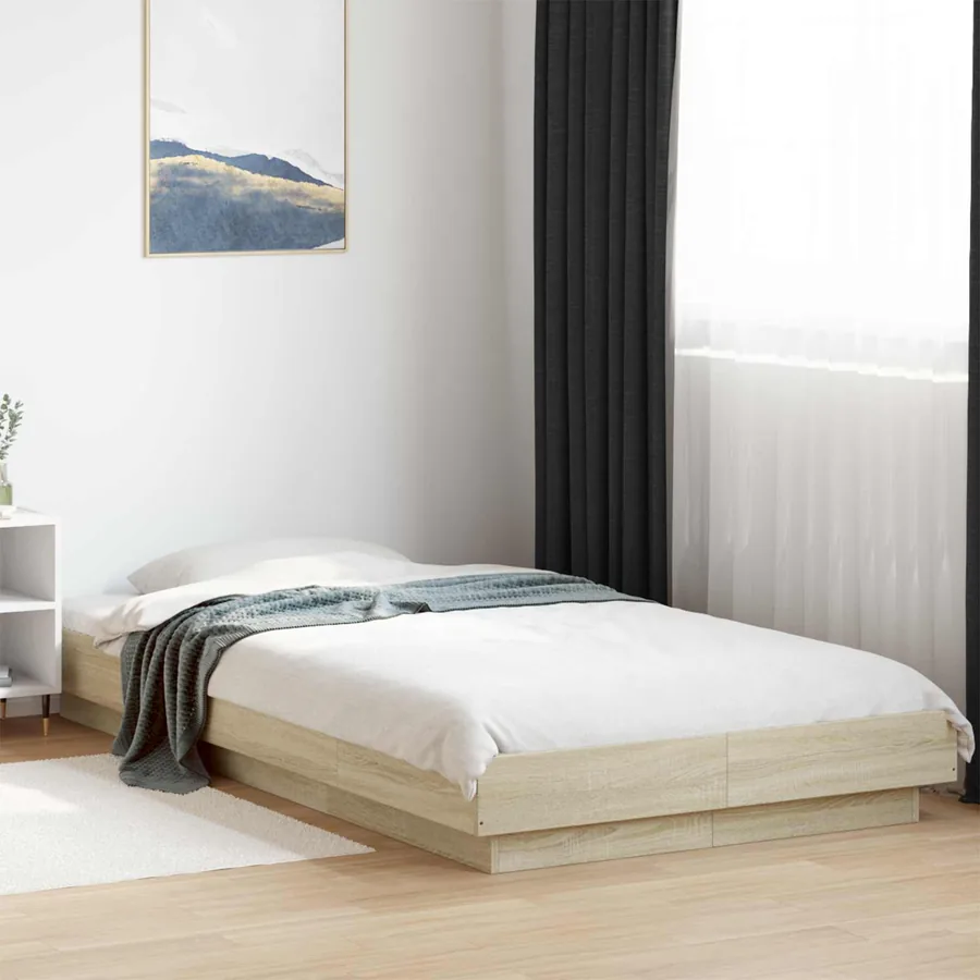 Cadre de lit avec LED avec bandes LED Chêne Sonoma 80 x 200 cm