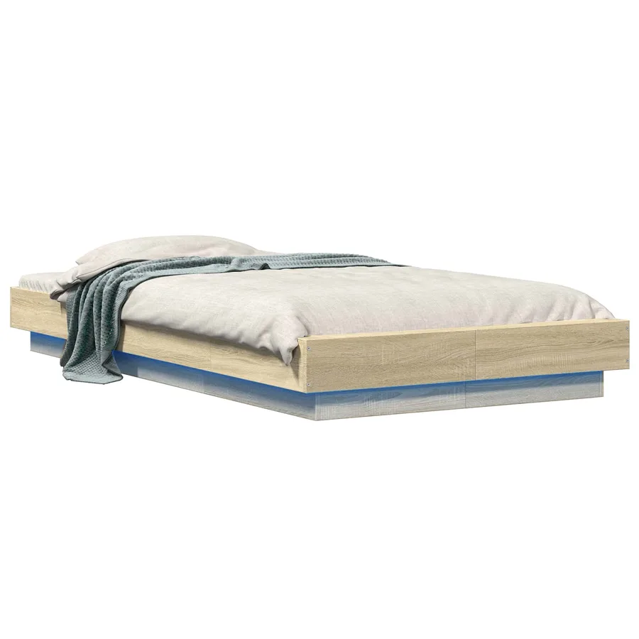Cadre de lit avec LED avec bandes LED Chêne Sonoma 80 x 200 cm - 2