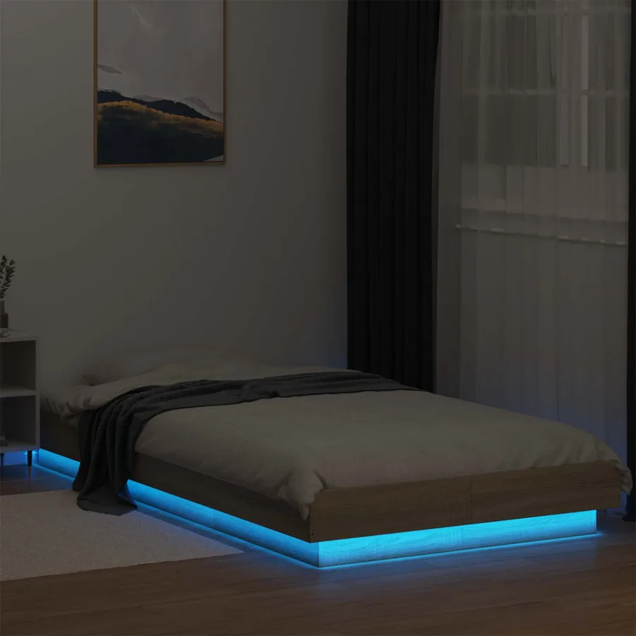 Cadre de lit avec LED avec bandes LED Chêne Sonoma 80 x 200 cm - 3