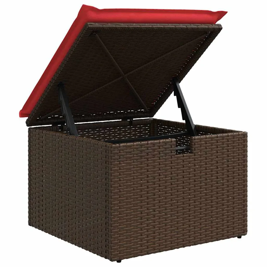 Ensemble de canapé de jardin 8 pcs Marron et rouge polyrotin - 9