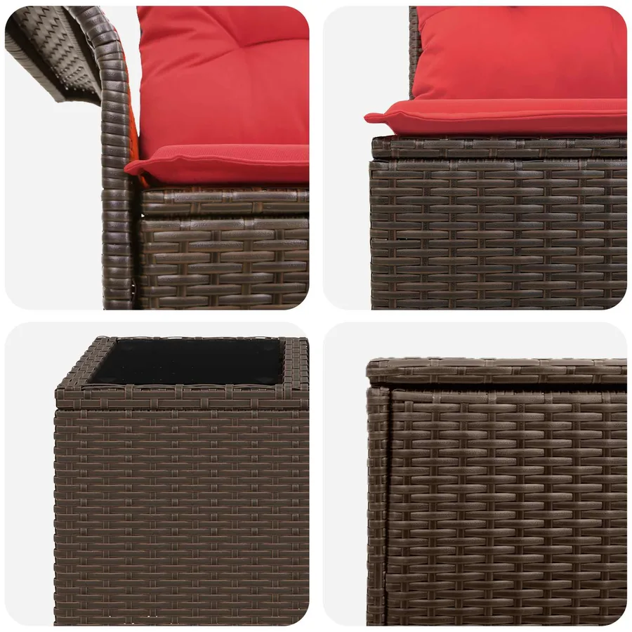 Ensemble de Canapés 6 pcs 4-Nombre de places Marron et rouge - 7