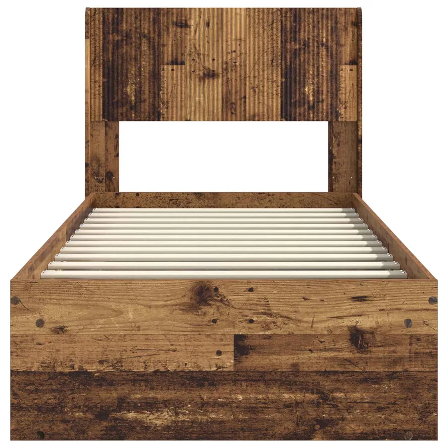 Cadre de lit avec rangement et tête de lit Bois ancien - 5