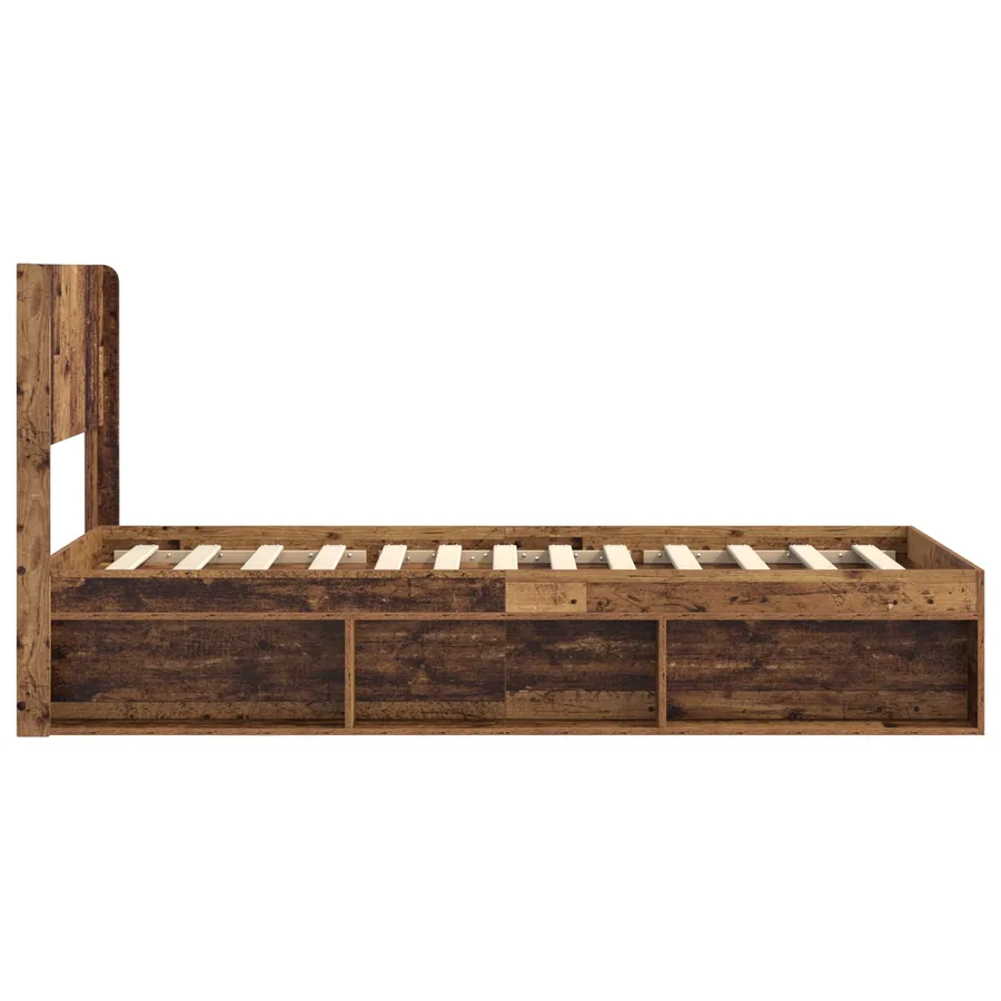 Cadre de lit avec rangement et tête de lit Bois ancien - 6