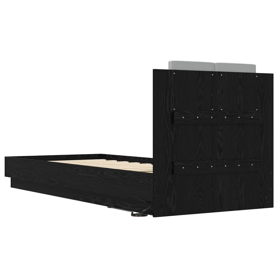 Cadre de lit avec LED Chêne noir 80 x 200 cm Bois d'ingénierie - 5