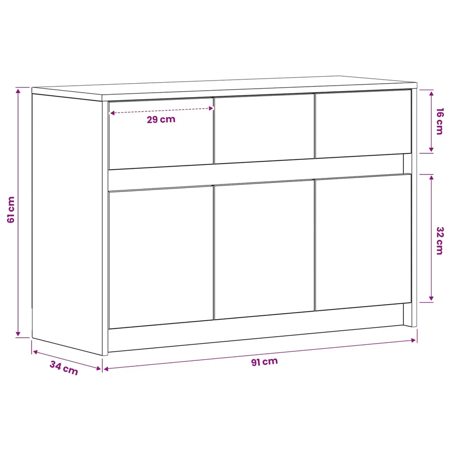 Meuble TV 91 x 34 x 61 cm Bois ancien Bois d'ingénierie - 7