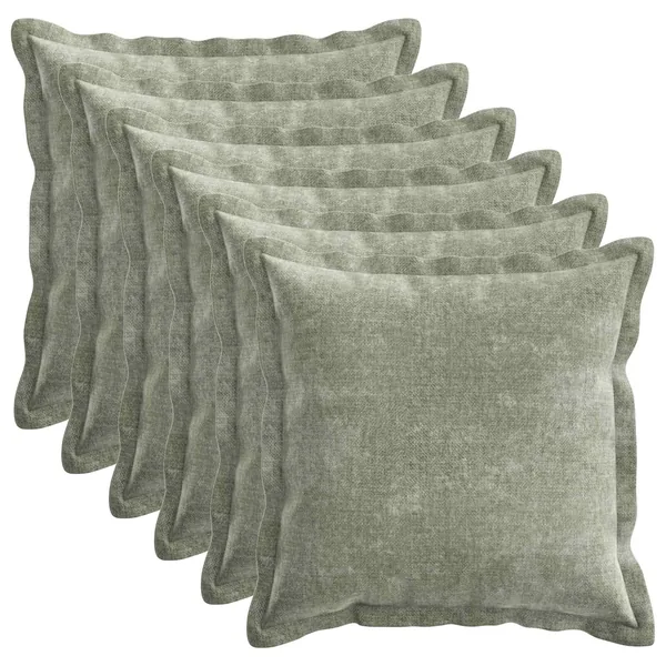 Housse de coussin 6 pcs HOUTEN Vert 40 x 40 cm Tissu Chenille