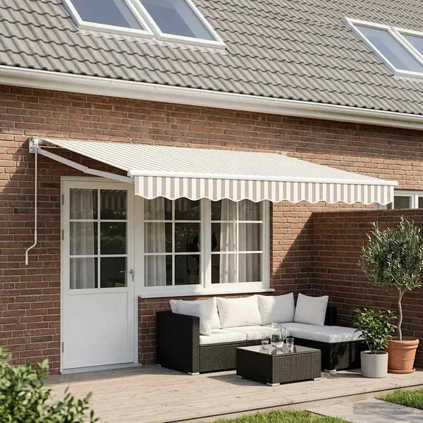 Auvent rétractable Gris clair et blanc 4 x 2 m