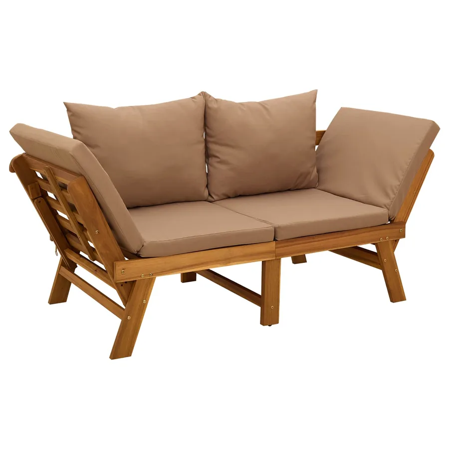 Banc de jardin 3 en 1 avec coussins Bois d'Acacia Massif - 2