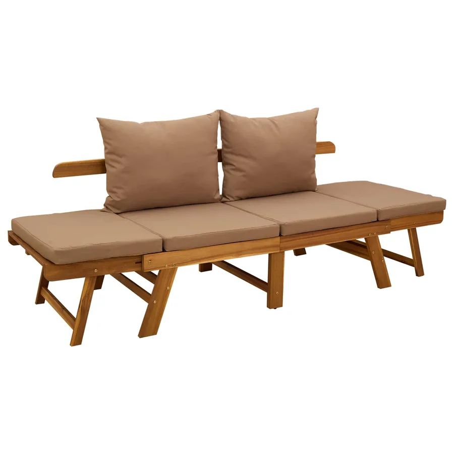 Banc de jardin 3 en 1 avec coussins Bois d'Acacia Massif - 5