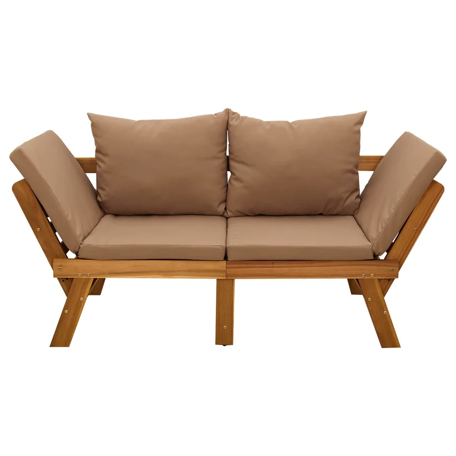 Banc de jardin 3 en 1 avec coussins Bois d'Acacia Massif - 6