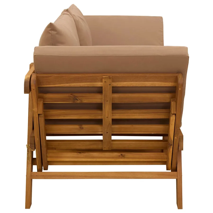 Banc de jardin 3 en 1 avec coussins Bois d'Acacia Massif - 7