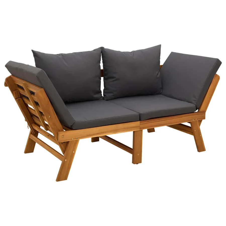 Banc de jardin 3 en 1 avec coussins Bois d'Acacia Massif - 2