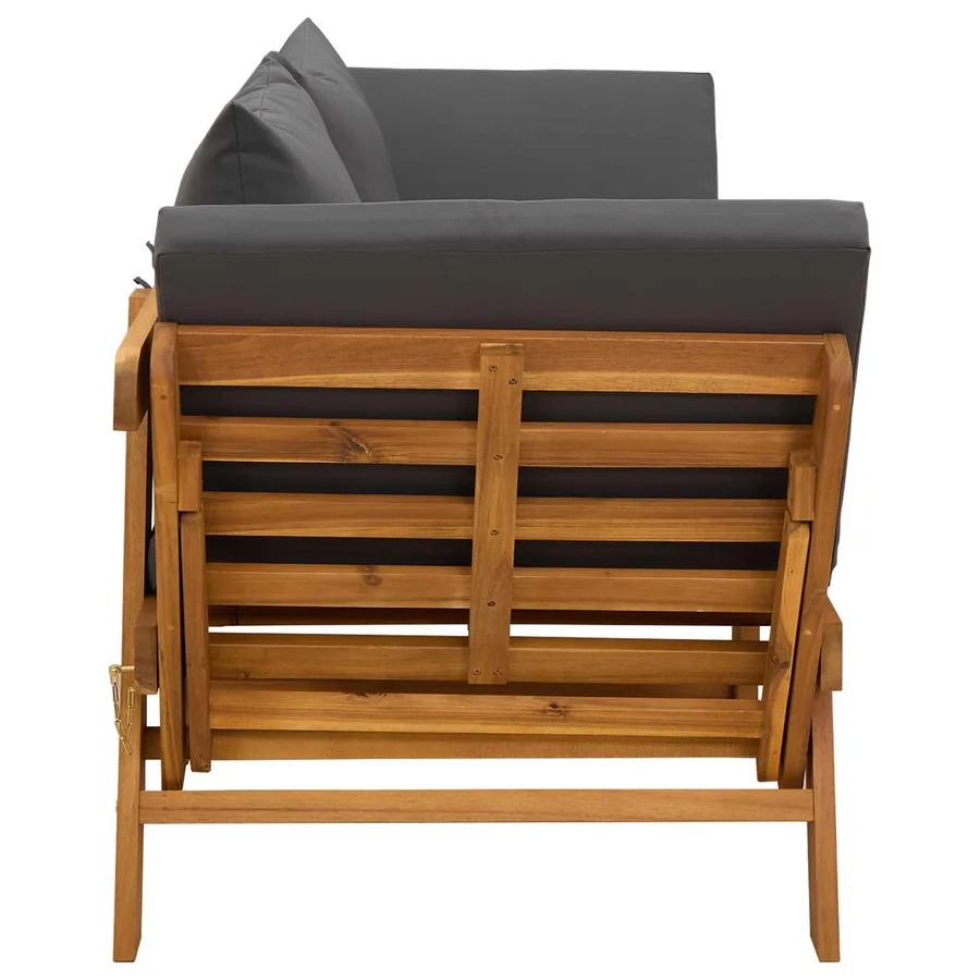 Banc de jardin 3 en 1 avec coussins Bois d'Acacia Massif - 7