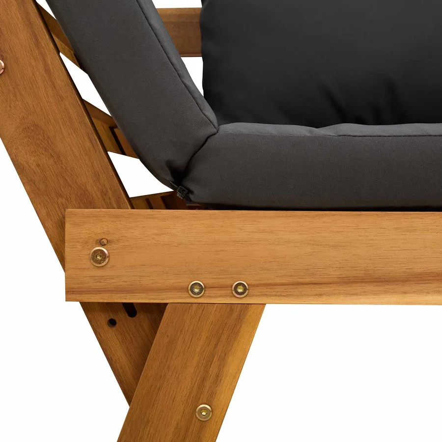 Banc de jardin 3 en 1 avec coussins Bois d'Acacia Massif - 9