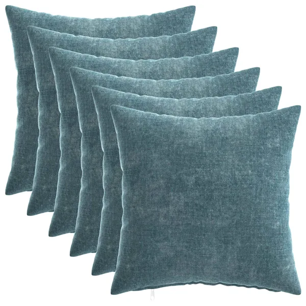 Housse de coussin 6 pcs HEERLEN Bleu 40 x 40 cm Tissu Chenille