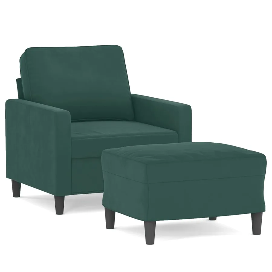 Fauteuil avec repose-pied Vert foncé 60 cm Velours - 2