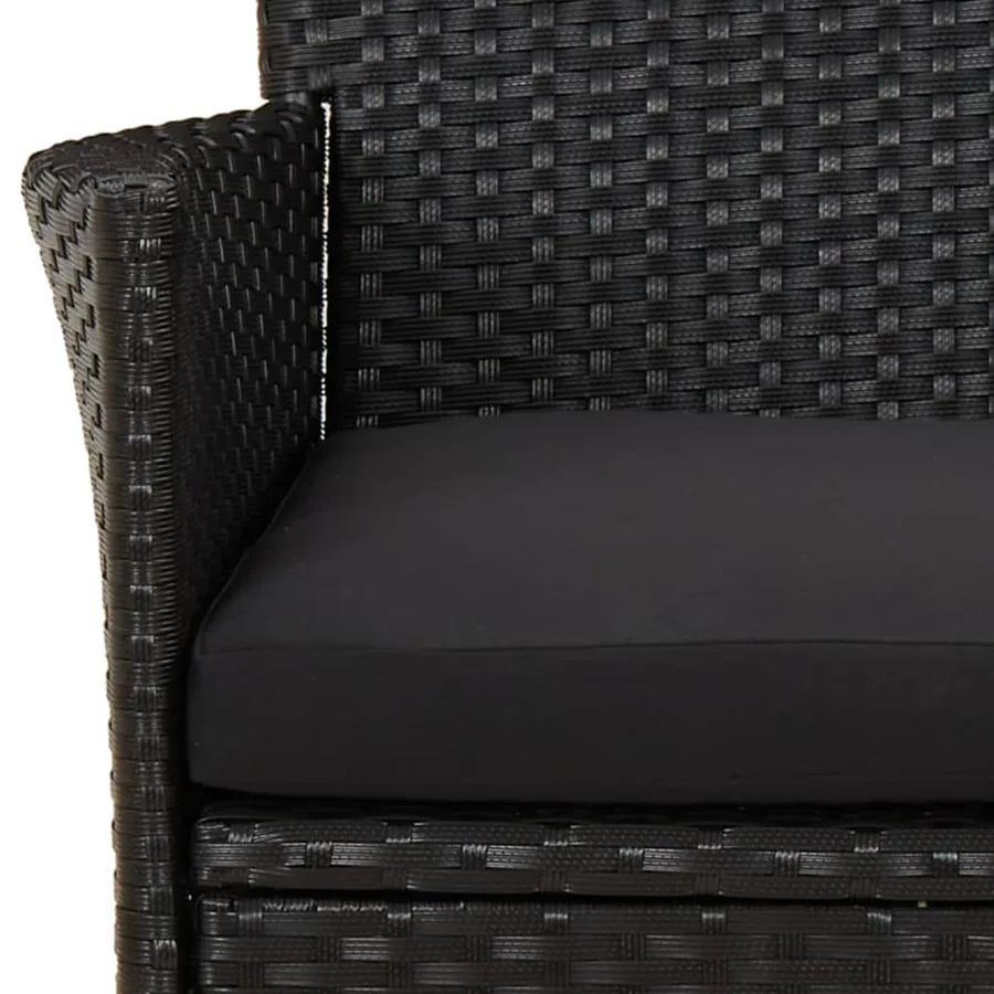 Ensemble à manger jardin 9pcs et coussins noir résine tressée - 7