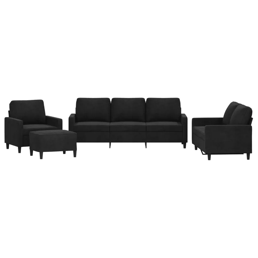 Ensemble de canapés 4 pcs avec coussins Noir Velours - 2
