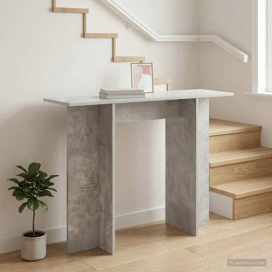 Table console Gris béton 100 x 30 x 75 cm Bois d'ingénierie - 4