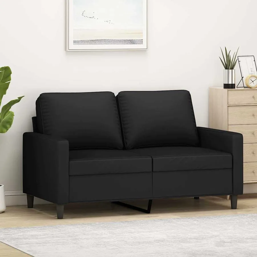 Canapé à 2 places Noir 120 cm Velours