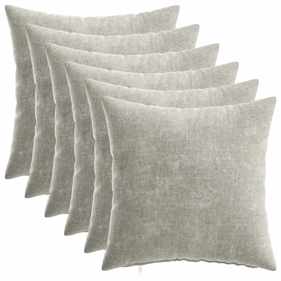 Housse de coussin 6 pcs HEERLEN Gris clair 40 x 40 cm