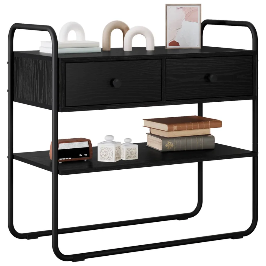 Table console Chêne noir 80 x 40 x 75 cm Bois d'ingénierie - 3