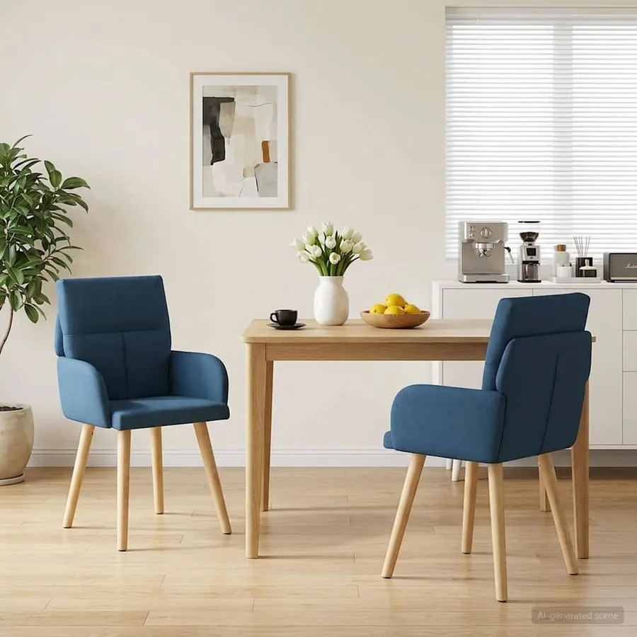 Chaises de salle à manger 2 pcs Tissu Bleu 60 x 56 x 96 cm