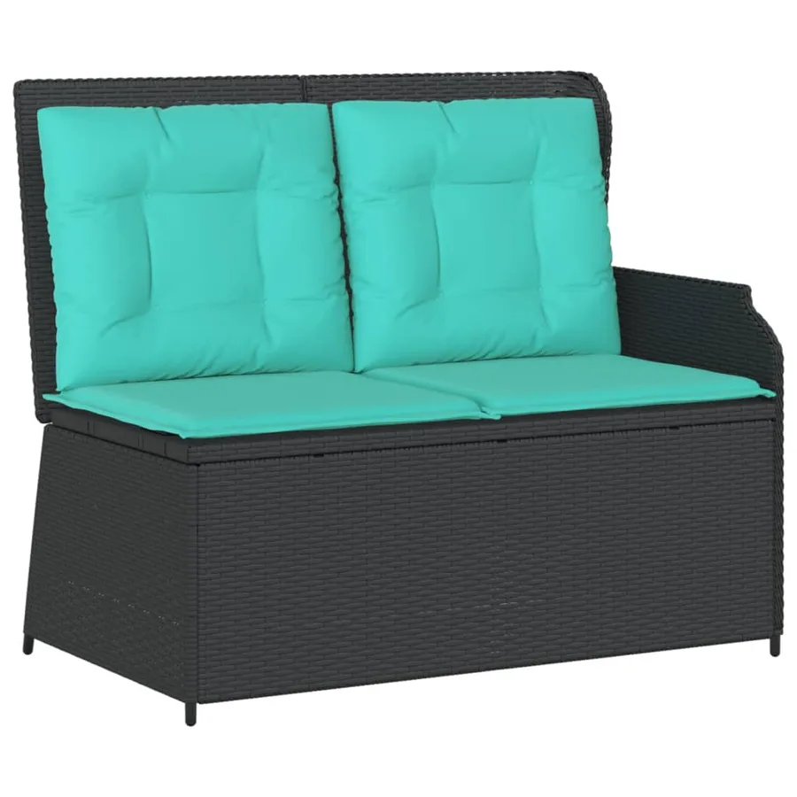 Banc inclinable de jardin avec coussins noir résine tressée - 2