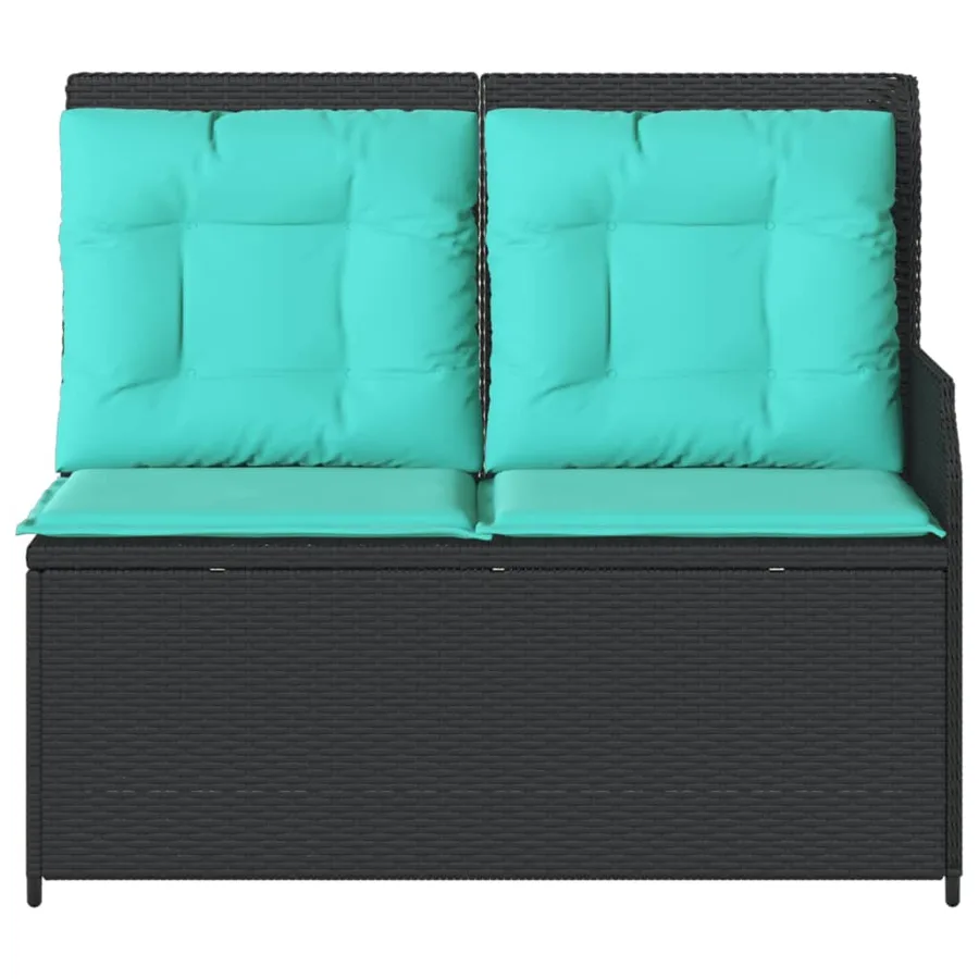 Banc inclinable de jardin avec coussins noir résine tressée - 4
