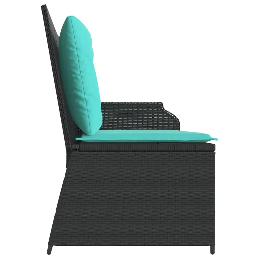 Banc inclinable de jardin avec coussins noir résine tressée - 5