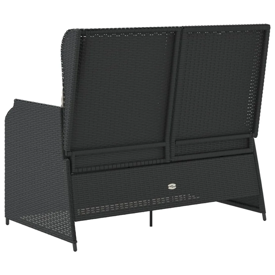Banc inclinable de jardin avec coussins noir résine tressée - 6