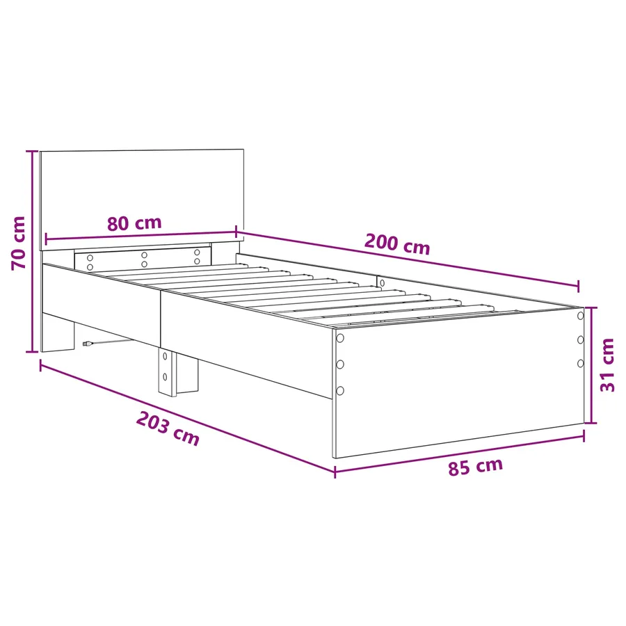 Cadre de lit avec LED Chêne Sonoma 80 x 200 cm - 11