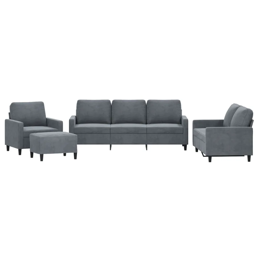 Ensemble de canapés 4 pcs avec coussins Gris foncé Velours - 2