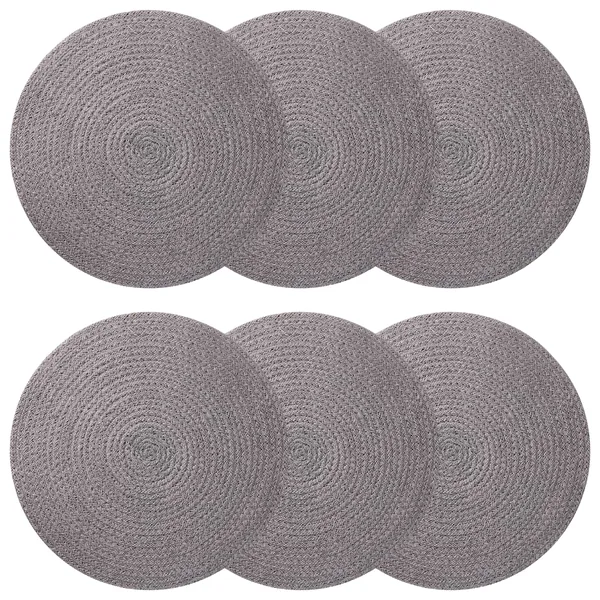 Placemets en jute 6 pcs Gris Ø 30 cm 100 % jute Tossa