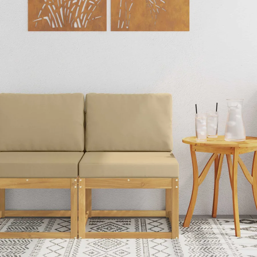 Ensemble de canapés d'extérieur Blanc et Beige 59 x 63 x 73 cm