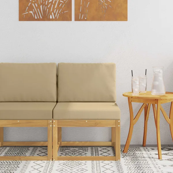 Ensemble de canapés d'extérieur Blanc et Beige 59 x 63 x 73 cm