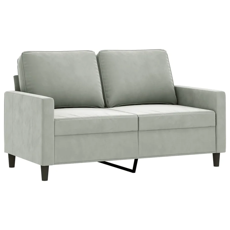 Canapé à 2 places Gris clair 120 cm Velours - 2