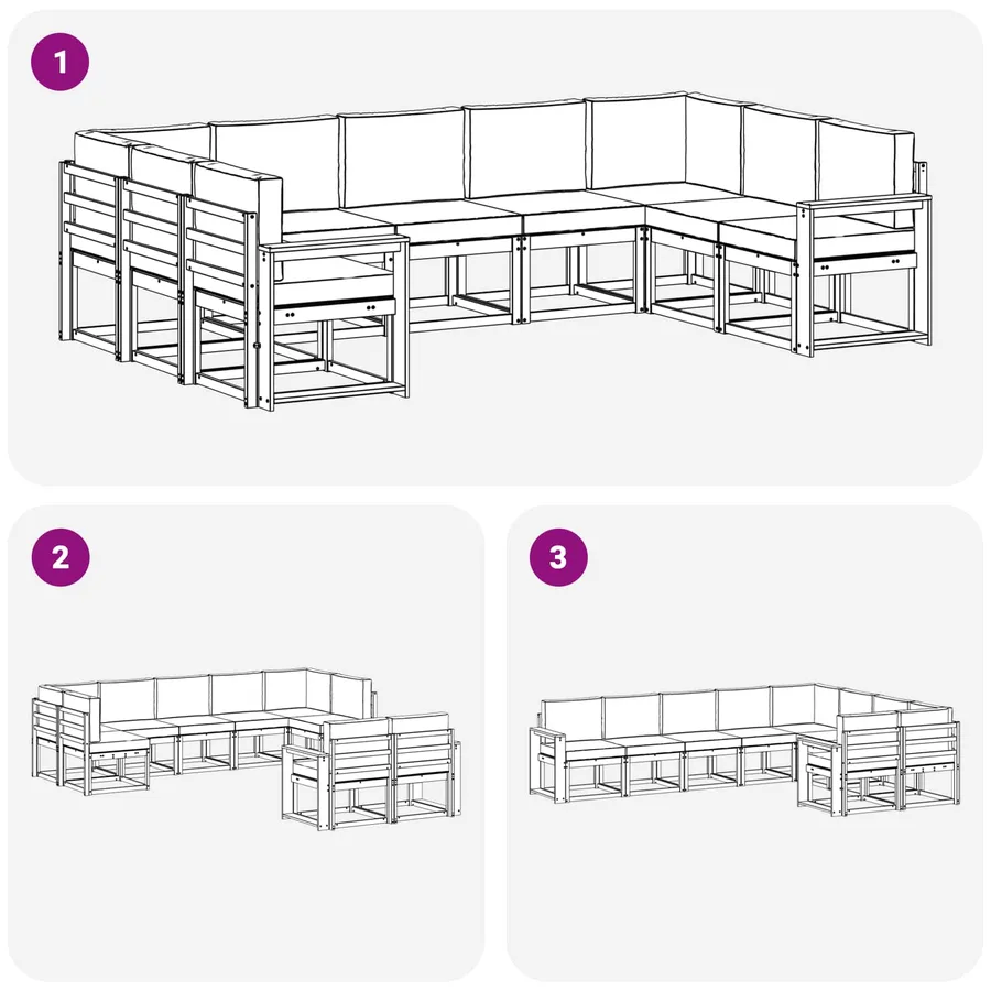 Ensemble de canapés d'extérieur 9 pcs Blanc et Beige - 7