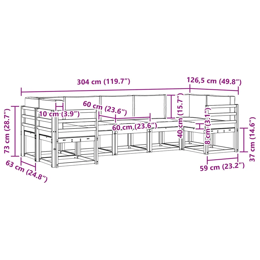 Ensemble de canapés d'extérieur 7 pc Blanc et Beige - 7